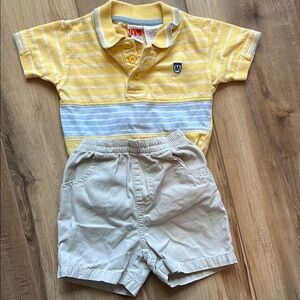 Vintage McDonald’s McKids Yellow and White Striped Kids Polo Shirt & Shorts 12 M